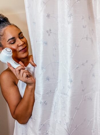 skincare routine with NOVA cleansing brush by spa sciences