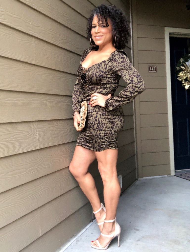 olive leopard mini dress