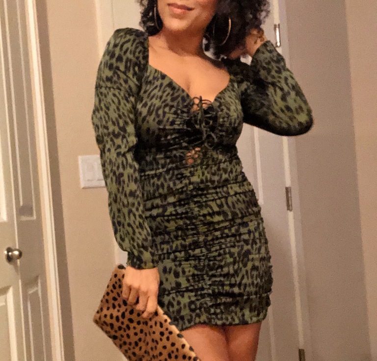 olive leopard mini dress