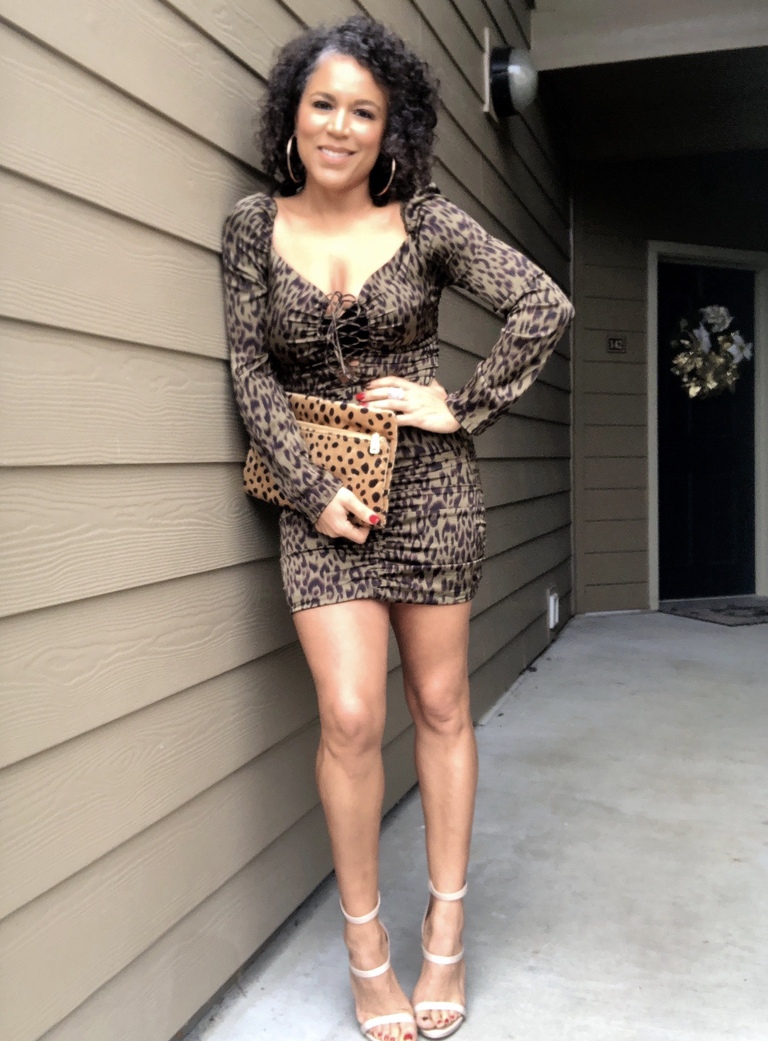 olive leopard mini dress