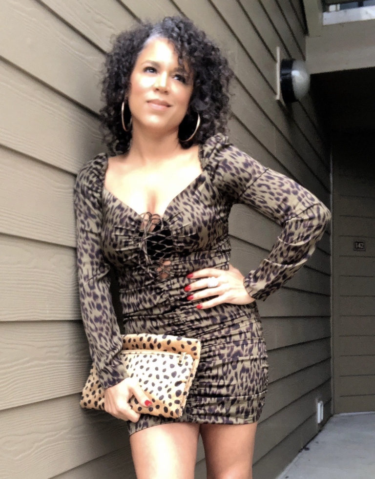 olive leopard mini dress