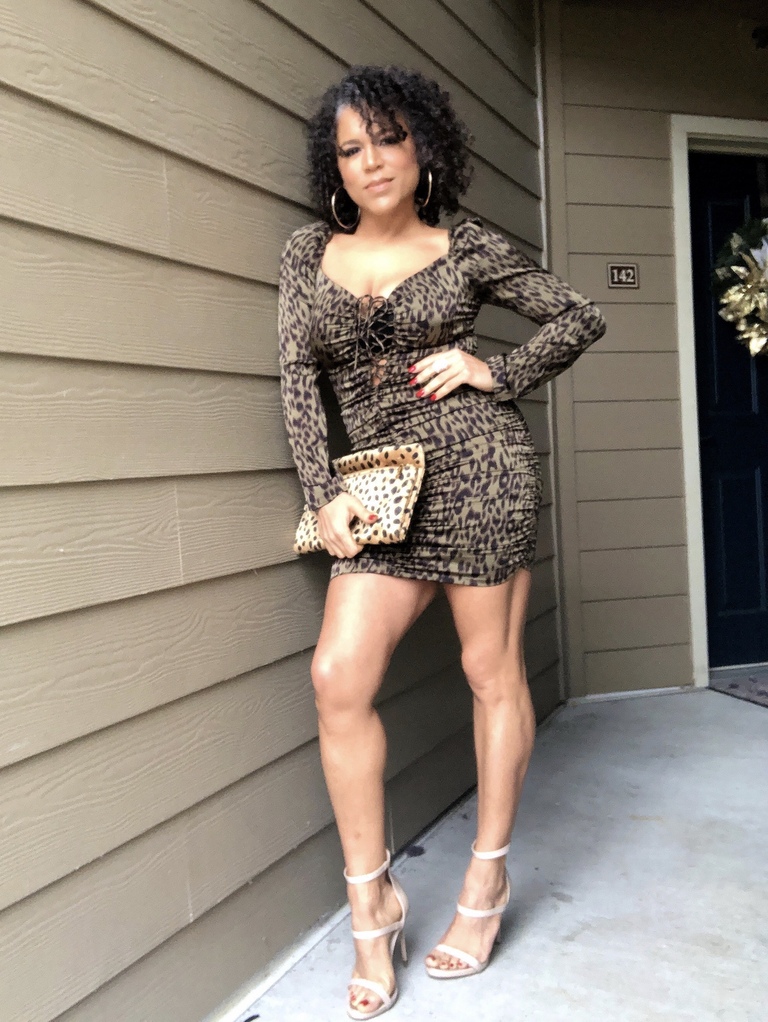 olive leopard mini dress