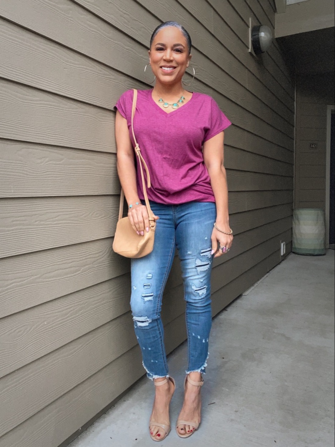Mauve twist-front tee from Amazon