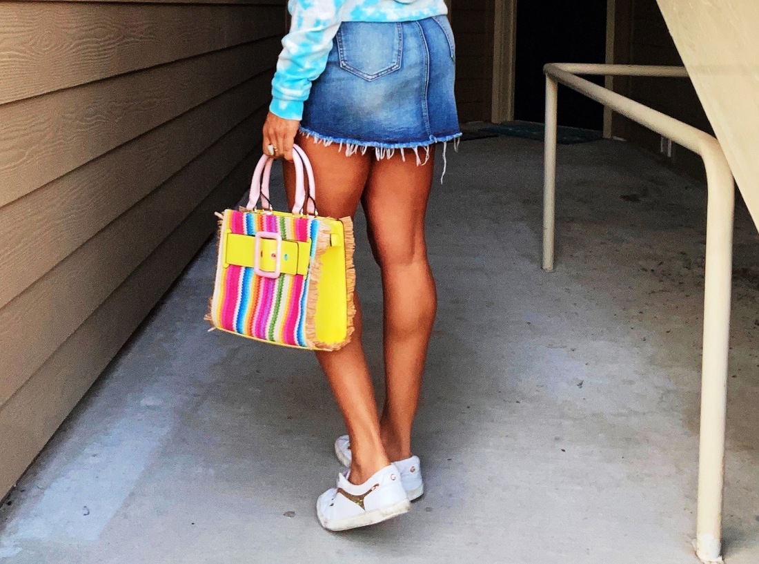 colorful tie-dye outfit