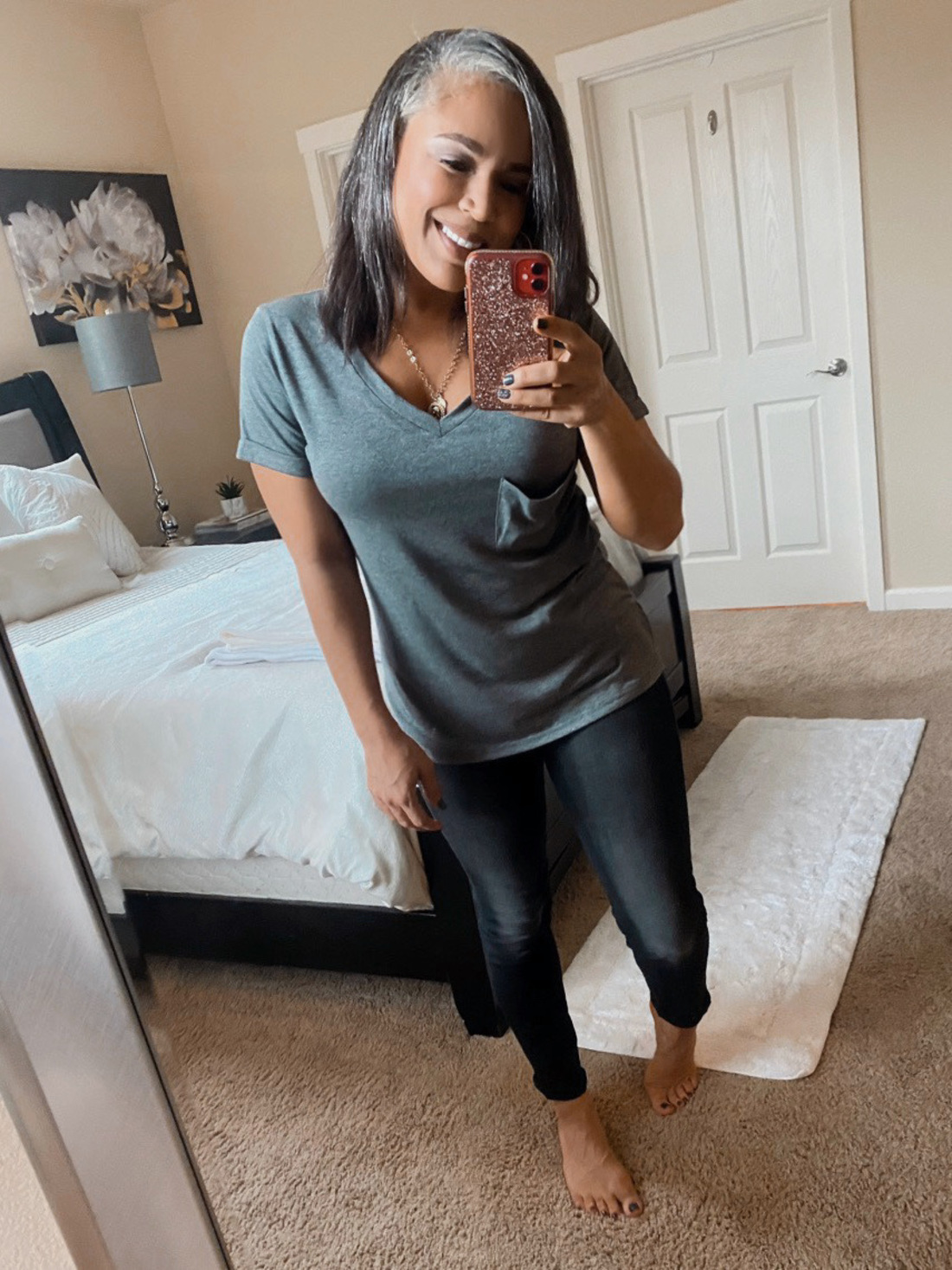 Charcoal Gray Vneck Pocket Tee + My Workout Routine for One Week