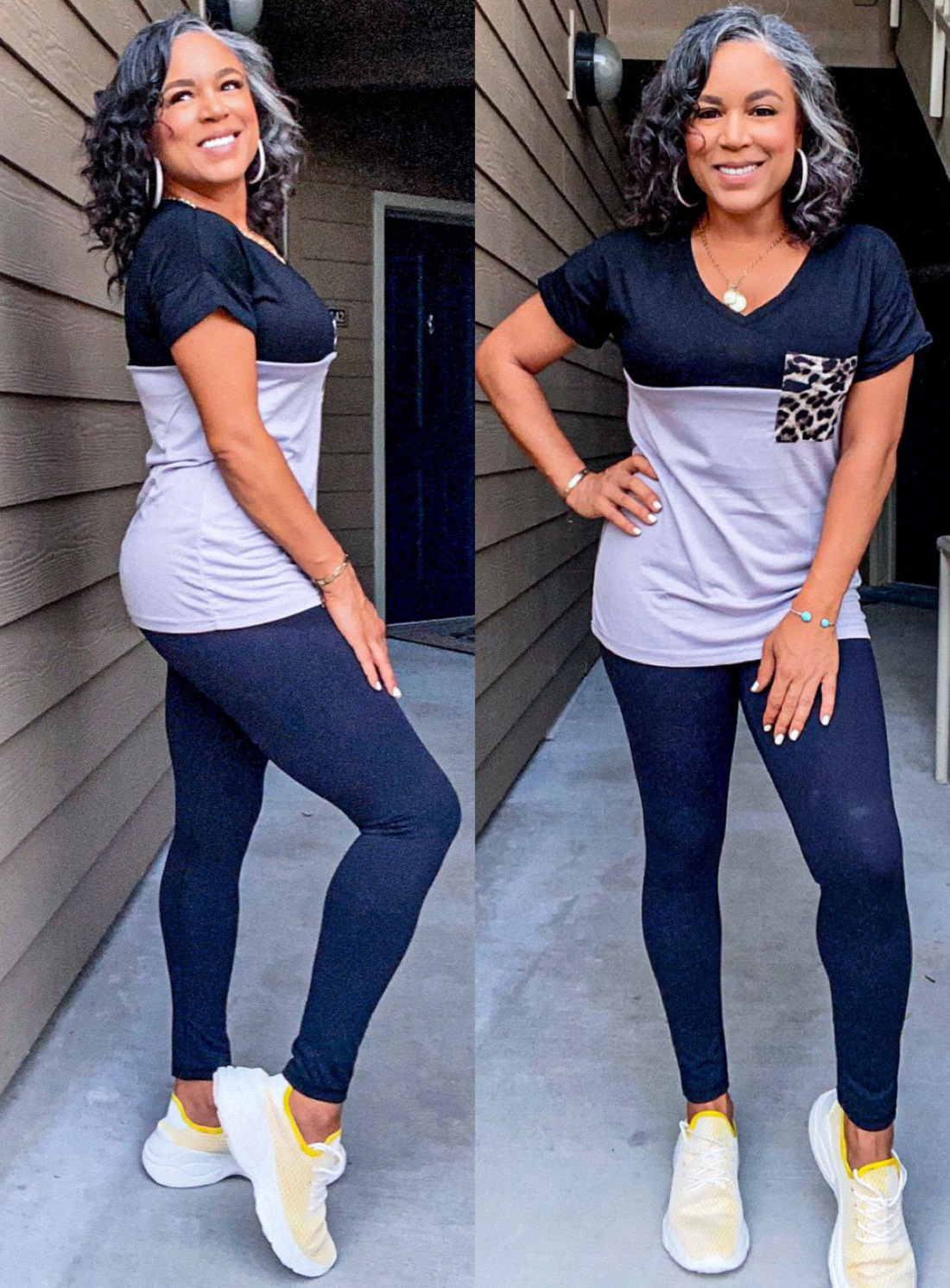 Black & gray colorblock vneck tee and Five Things About Me