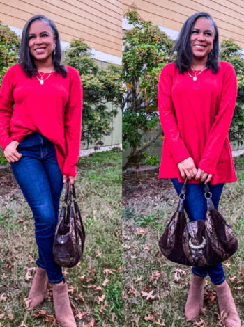 red tunic top long sleeve