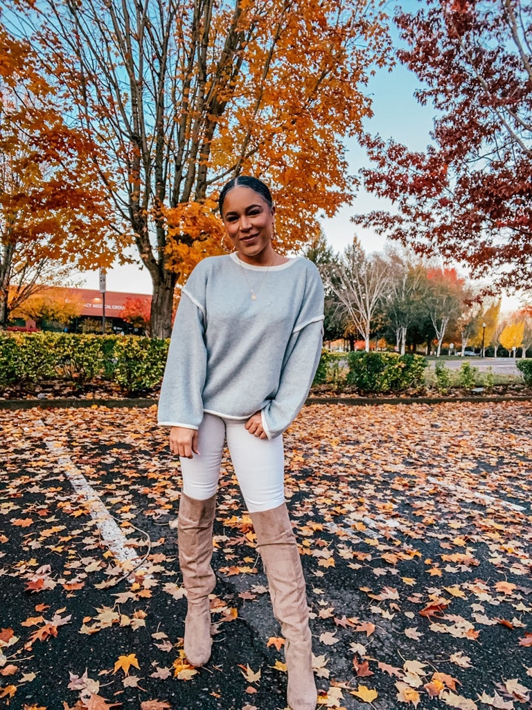 light gray sweater outfit