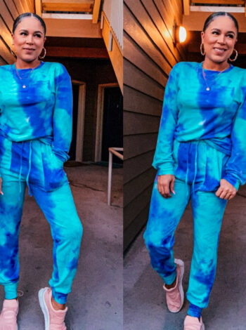turquoise tie dye loungewear jogger set