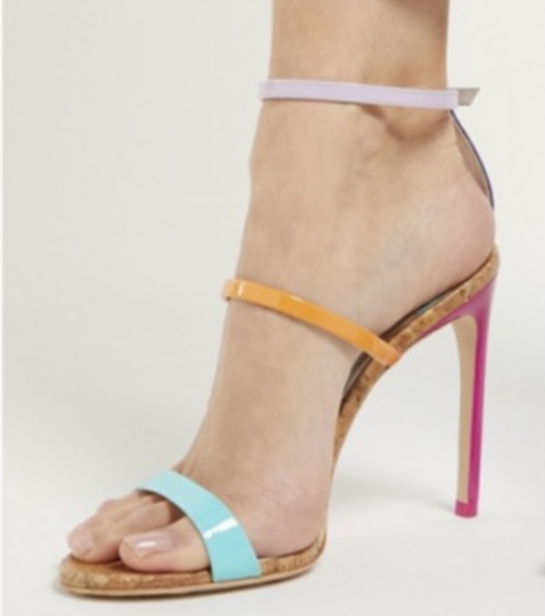 multicolor triple ankle strap stiletto heel