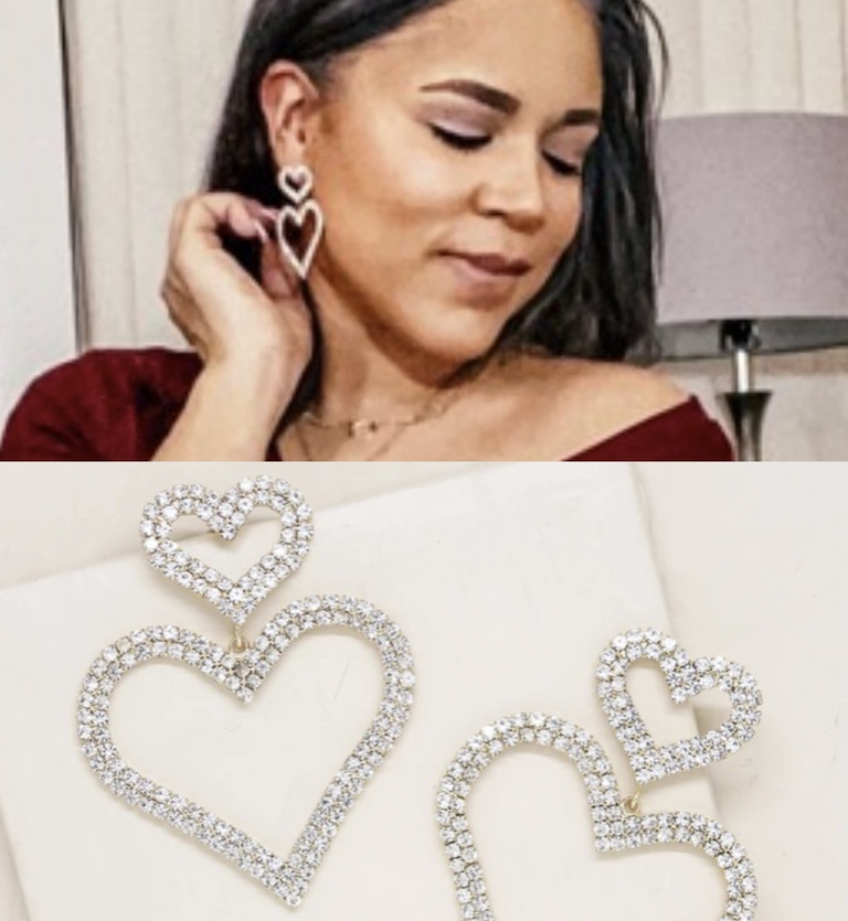 Double Trouble Heart Crystal 18k Gold Plated Earrings