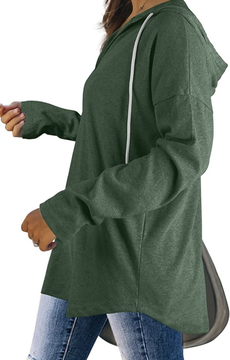 reen lightweight casual drawstring hoodie