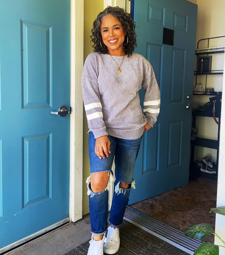 Gray Chenille Crewneck Sweater