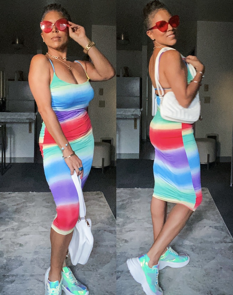 Rainbow Stripe Maxi Dress